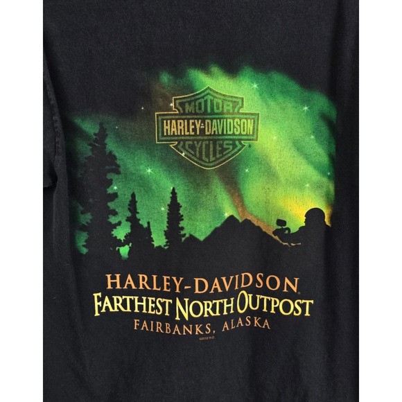 Harley Davidson Fairbanks Alaska 2012 T-Shirt Men's M Black Multi-Color Graphics - Picture 2 of 14